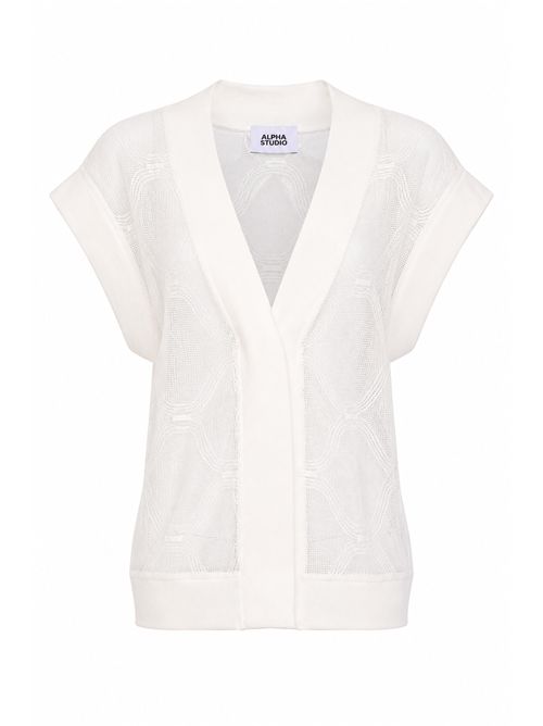 Gilet traforato in cotone Latte Alpha Studio | AD-6560D2003